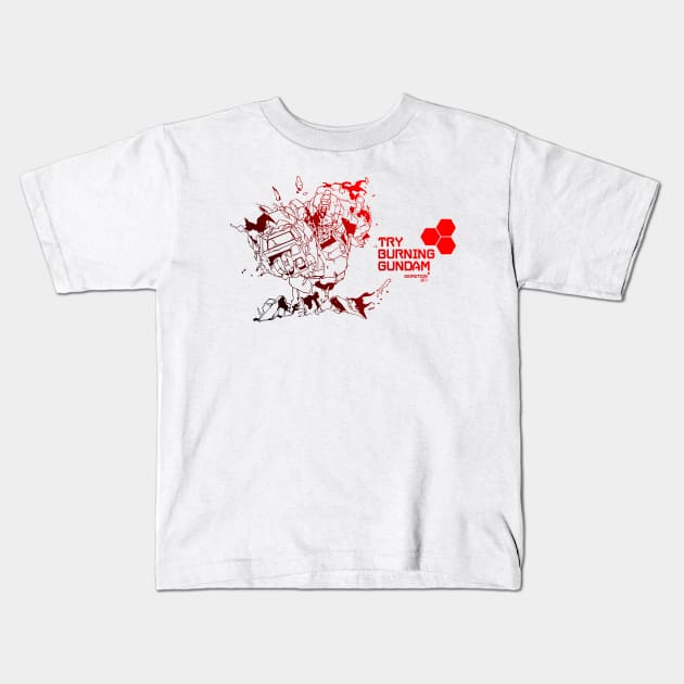 try burning gundam Kids T-Shirt by DAIMOTION